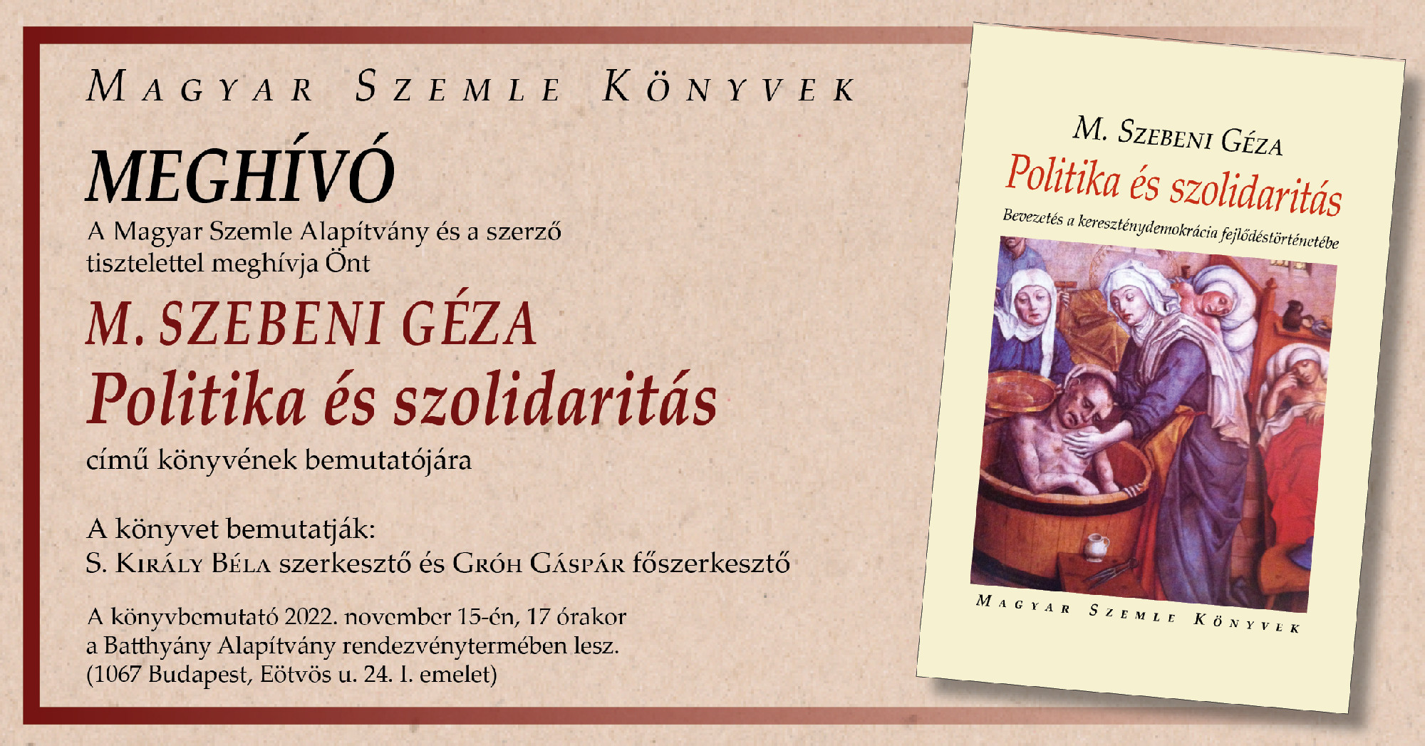 Meghívó M. Szebeni Géza könyvének bemutatójára