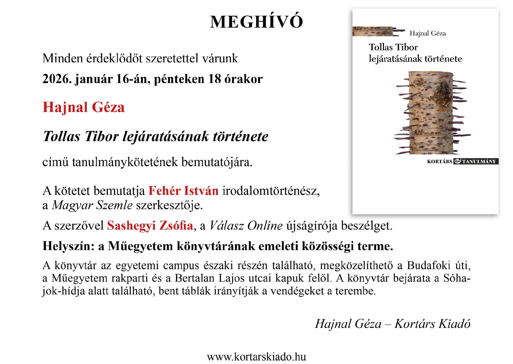 Tollas Tibor lejáratásának története - Könyvbemutató